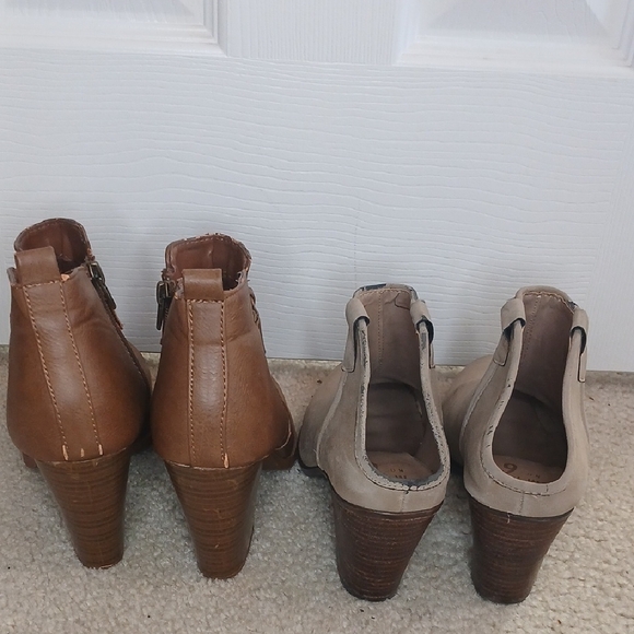 Stylish Tan and Cream Ankle Boots - Picture 3 of 8